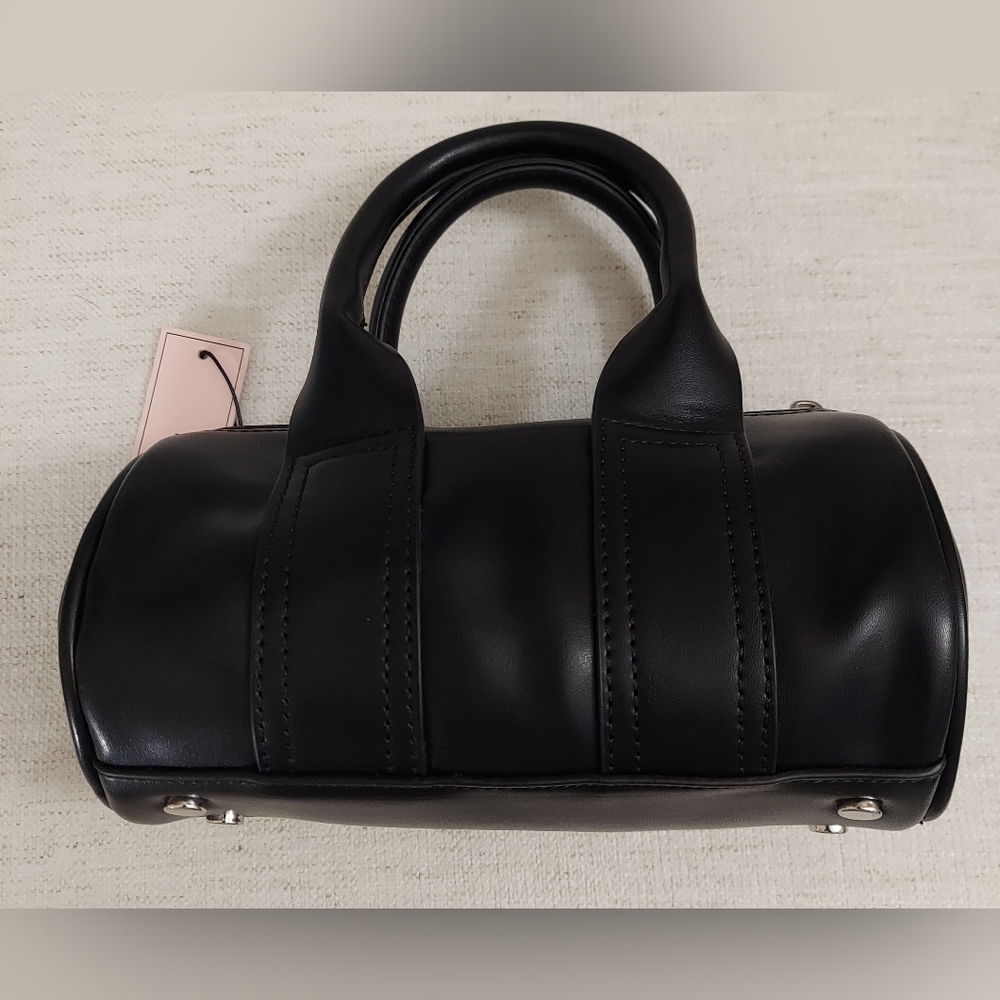 BCBGeneration Black Mini Barrel Top-Handle Bag